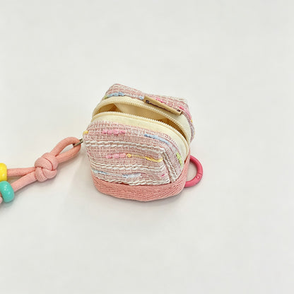Color Stripe Fabric Earbud Storage Pouch