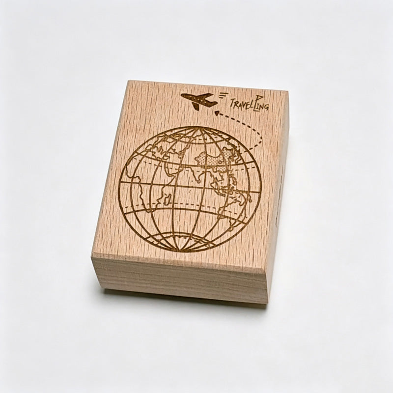 Map Pattern Beech Wood Stamp