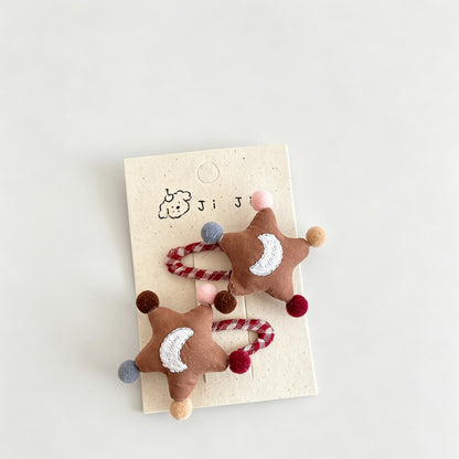 Star Moon Fabric Hair Clips