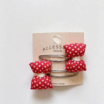 Red Polka Dot Heart Hair Clips