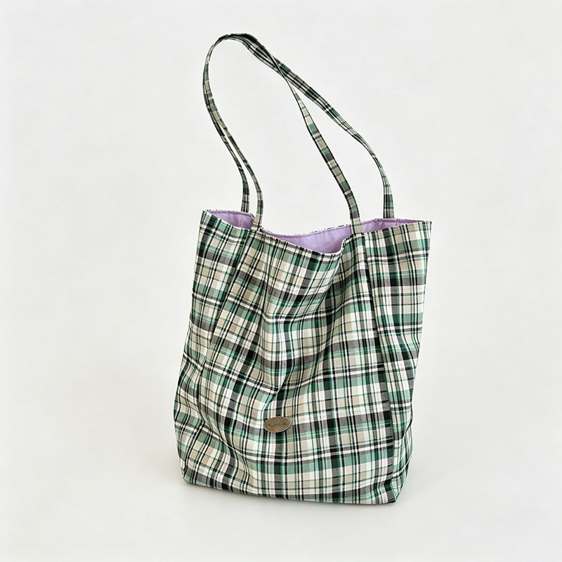Plaid Market Tote Bag