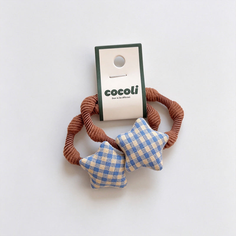 Plaid Star Fabric Hair Ties