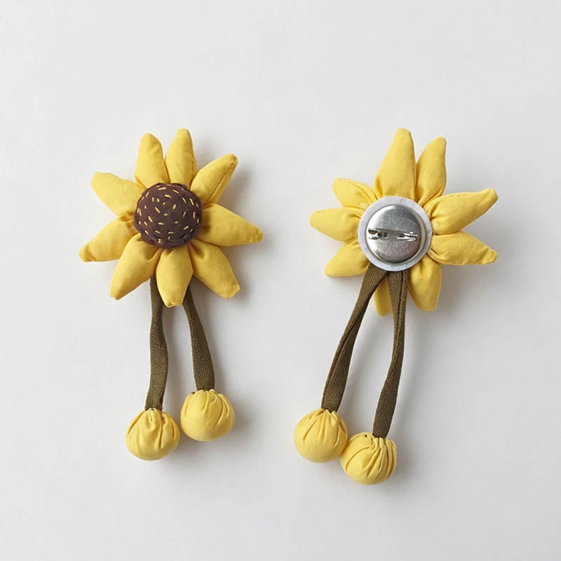 Fabric Sunflower Brooch Pin - Shopdayla Wholesale - #0162