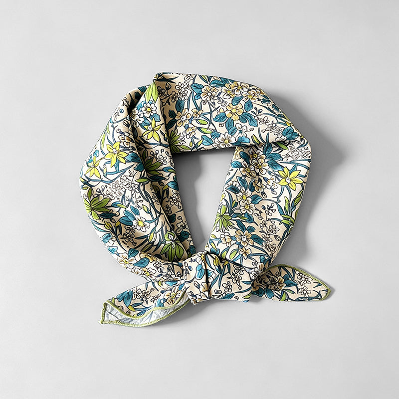 Simple Floral Print Square Sca - Shopdayla Wholesale - #0578