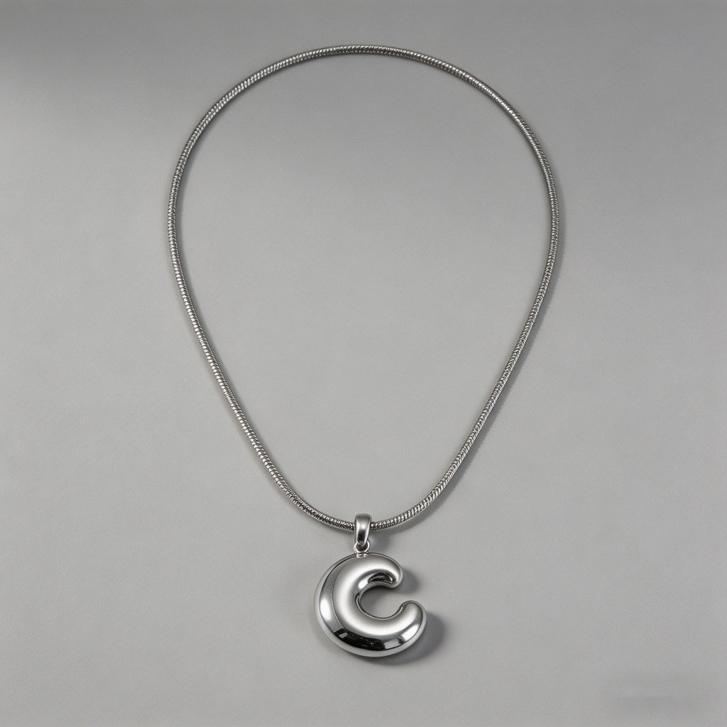 3D Bubble Letter Initial Neckl - Shopdayla Wholesale - #3138