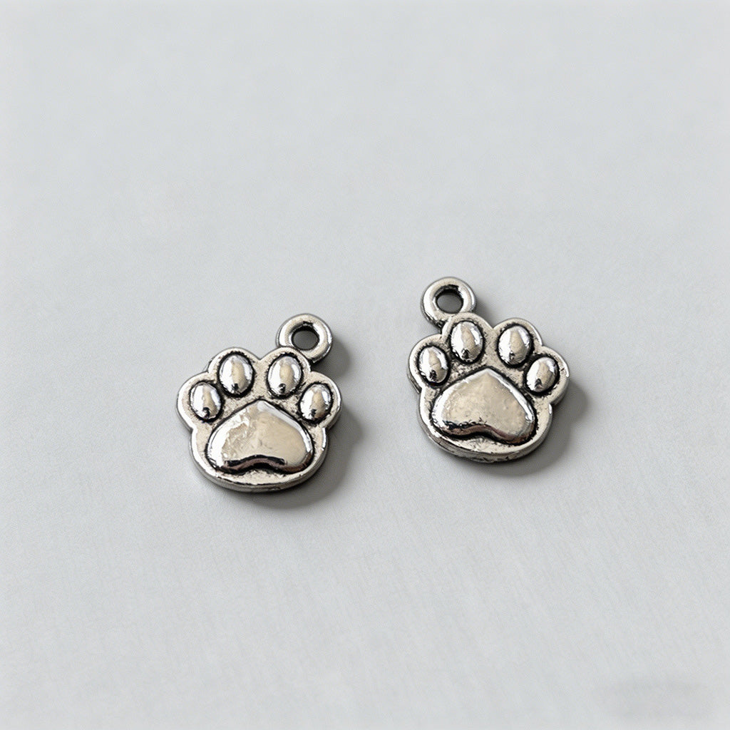 Adorable Alloy Cat Paw Print DIY Jewelry Charm Pendants