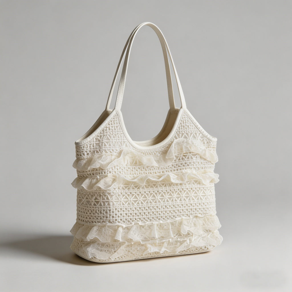 Ruffled Lace Tote Bag - Shopdayla Wholesale - #4962