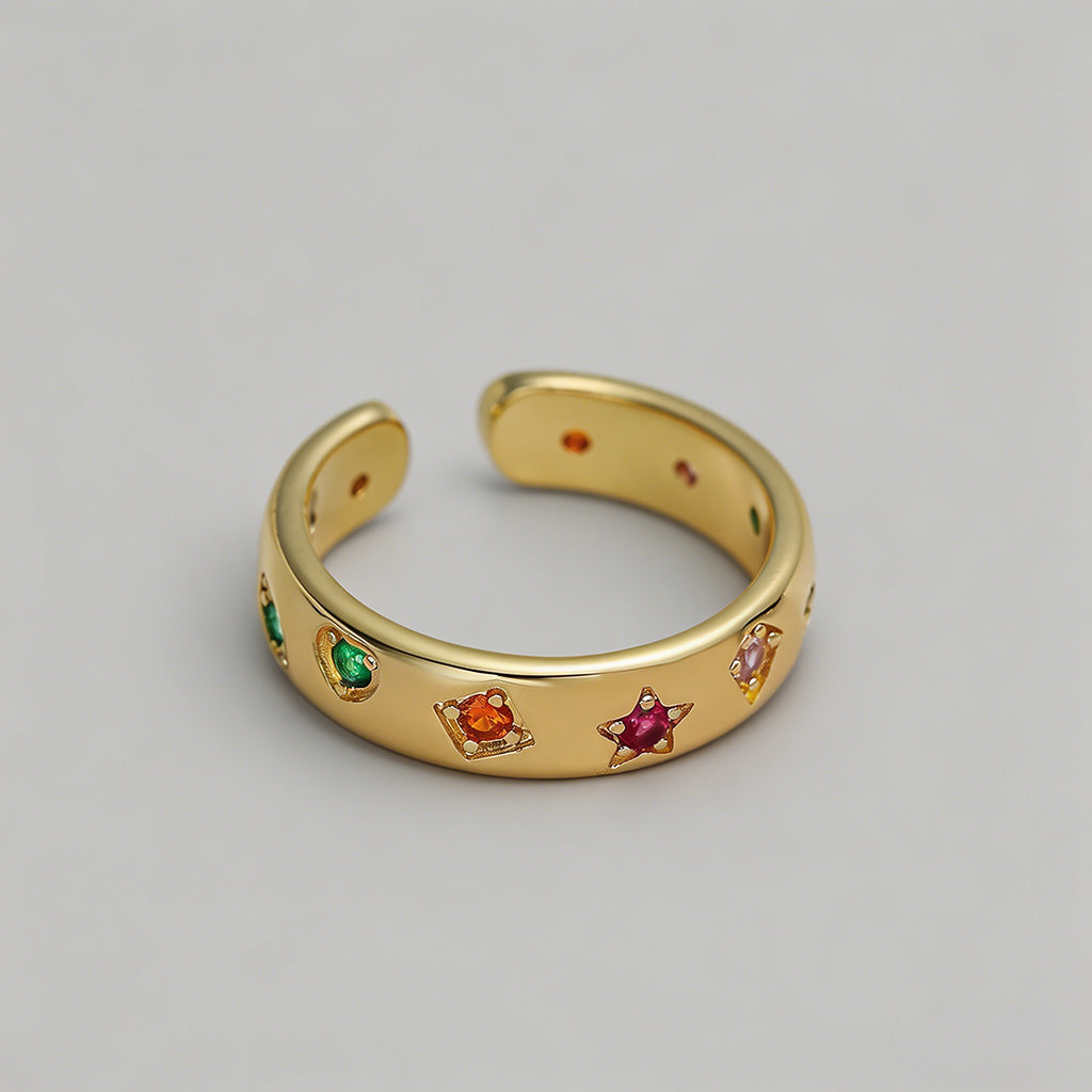 Multicolor Gemstone Star Open - Shopdayla Wholesale - #8066