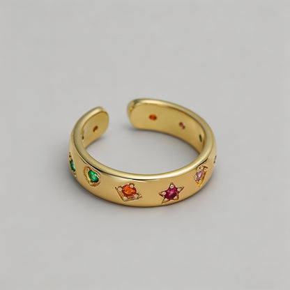 Multicolor Gemstone Star Open - Shopdayla Wholesale - #8066