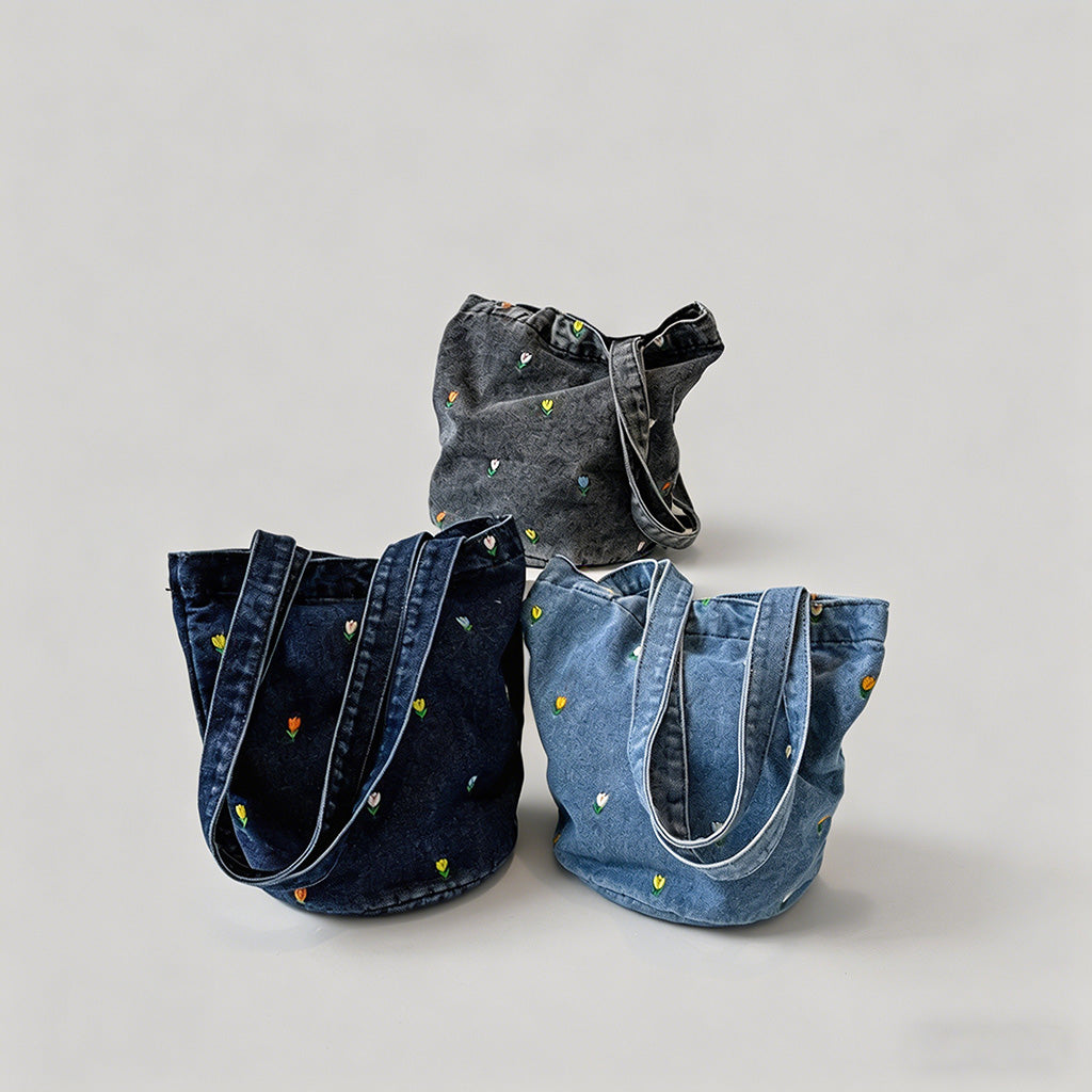 Floral Embroidered Denim Bucke - Shopdayla Wholesale - #2962