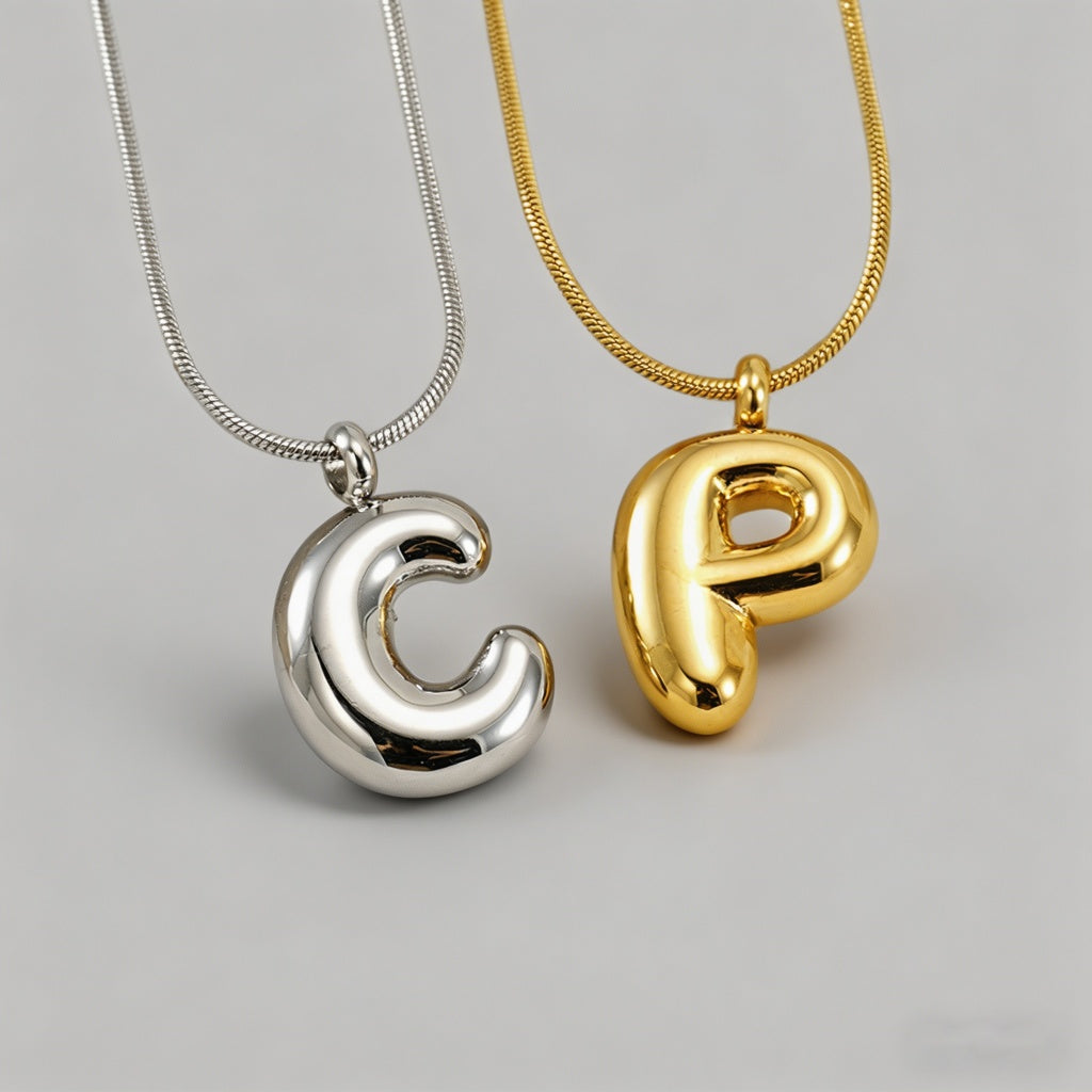3D Bubble Letter Initial Neckl - Shopdayla Wholesale - #2066