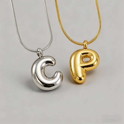 3D Bubble Letter Initial Neckl - Shopdayla Wholesale - #2066