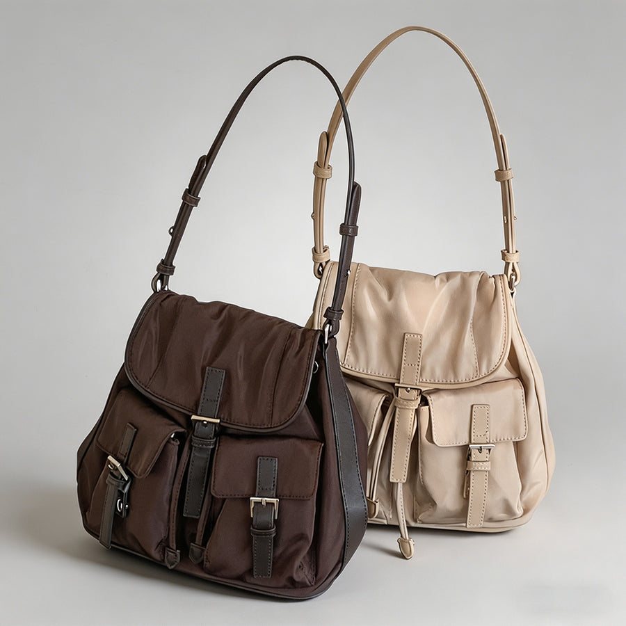 Multi-Pocket Nylon Hobo Should - Shopdayla Wholesale - #5810