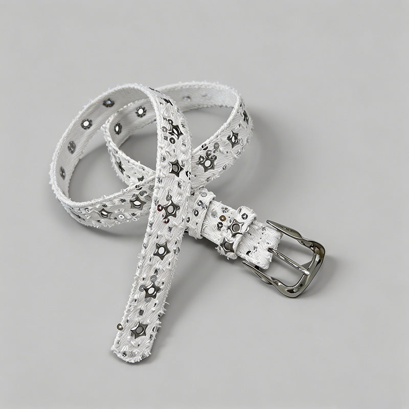 Denim Sequin Star Eyelets Belt - Shopdayla Wholesale - #0722