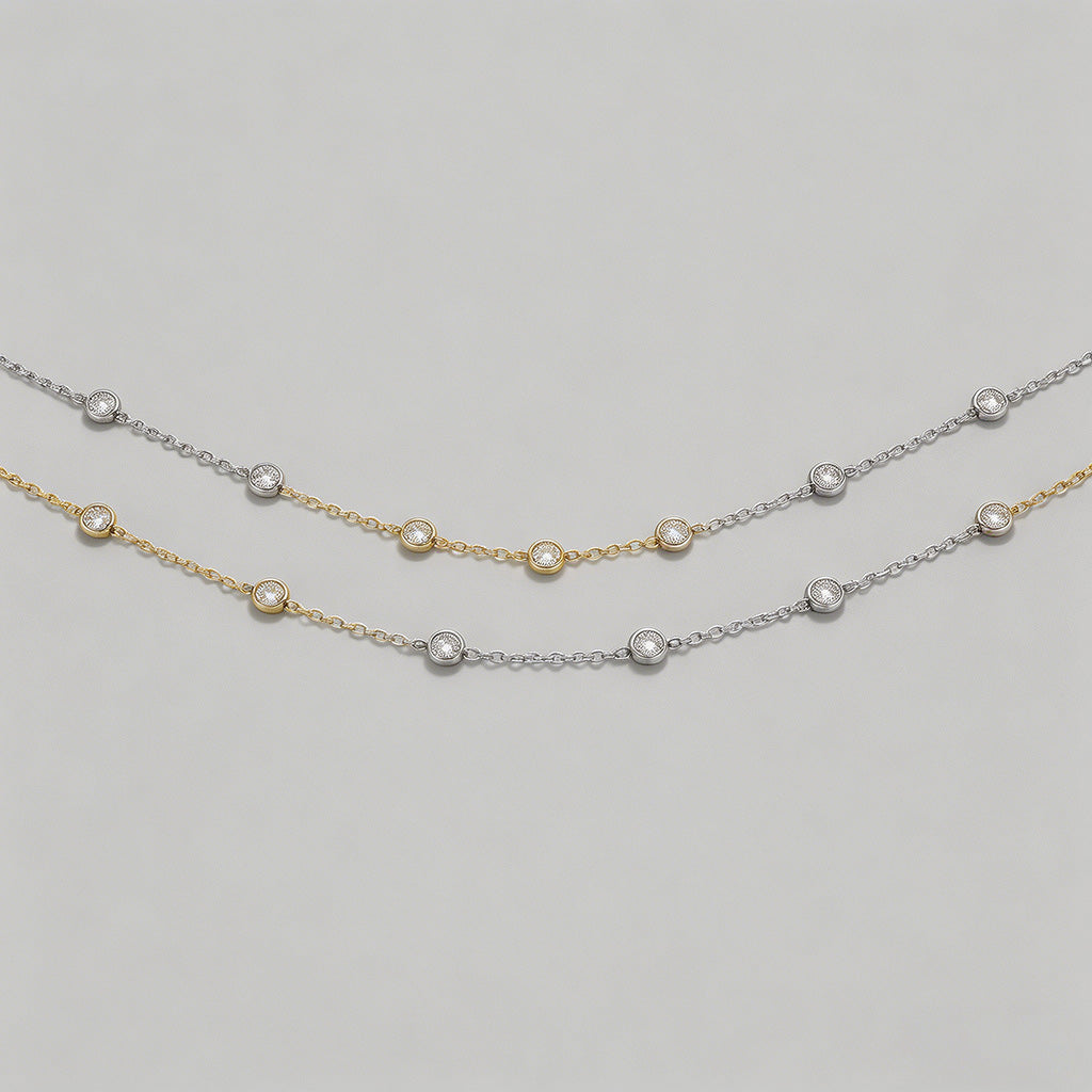 Bubble CZ Station Necklace - Shopdayla Wholesale - #1874