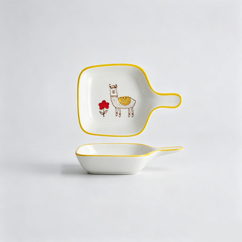 Lovely Cartoon Hand-painted Handle Ceramic Side Dish