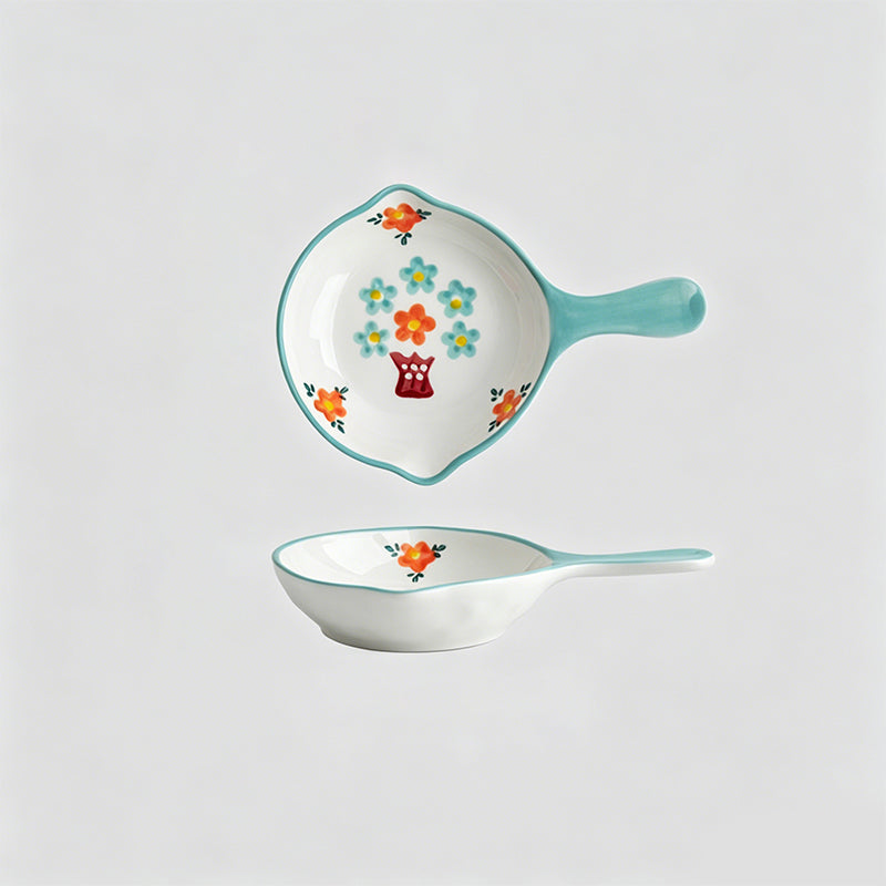 Lovely Cartoon Hand-painted Handle Ceramic Side Dish