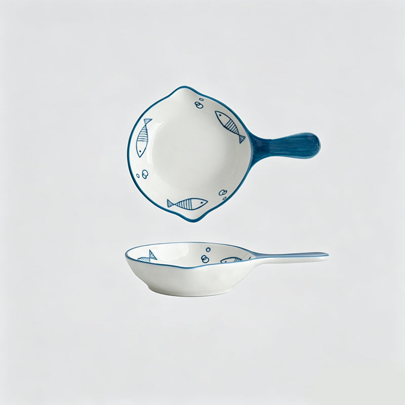 Lovely Cartoon Hand-painted Handle Ceramic Side Dish