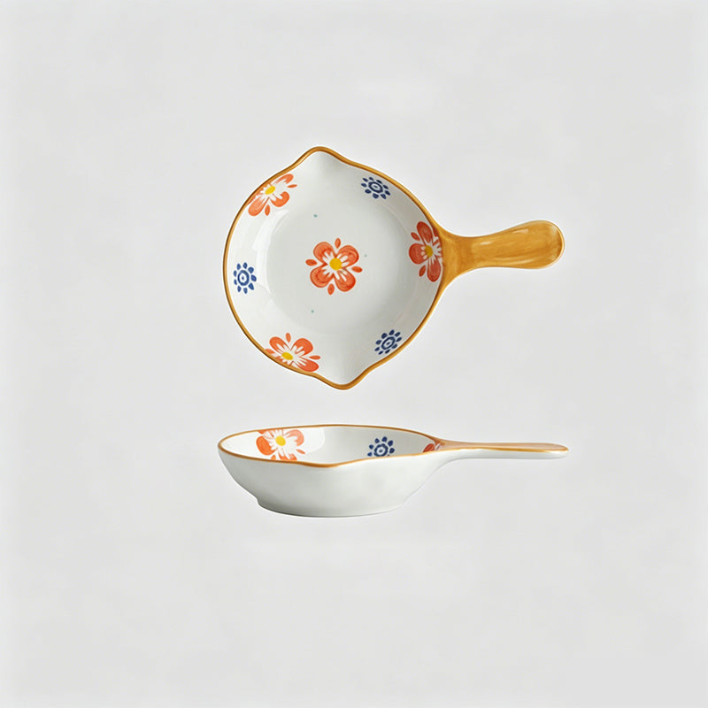 Lovely Cartoon Hand-painted Handle Ceramic Side Dish