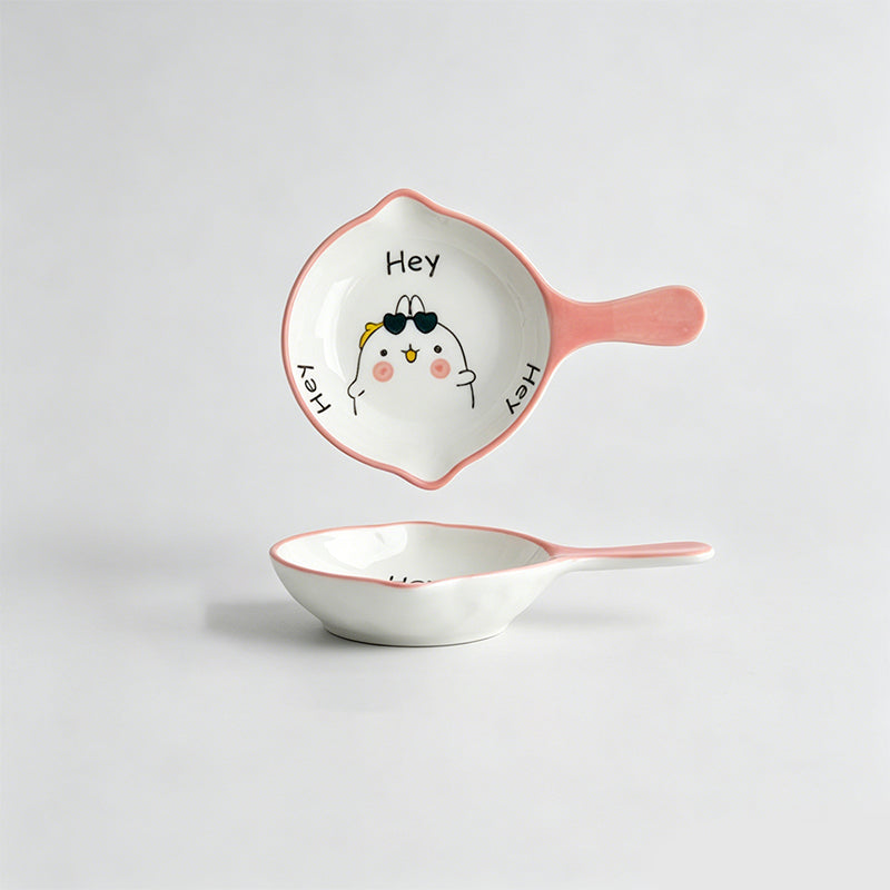 Lovely Cartoon Hand-painted Handle Ceramic Side Dish