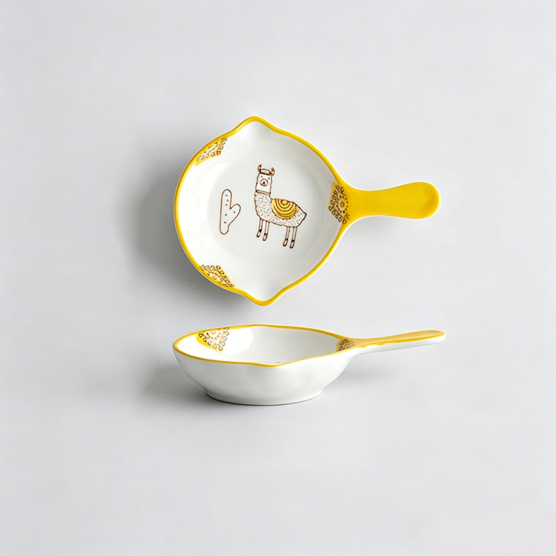 Lovely Cartoon Hand-painted Handle Ceramic Side Dish