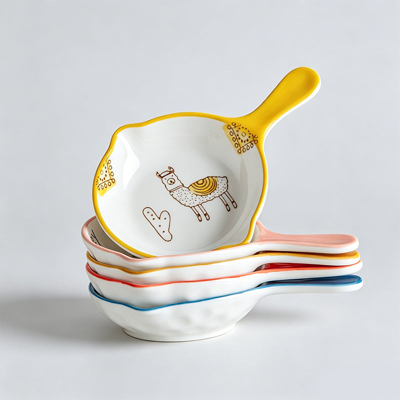 Lovely Cartoon Hand-painted Handle Ceramic Side Dish