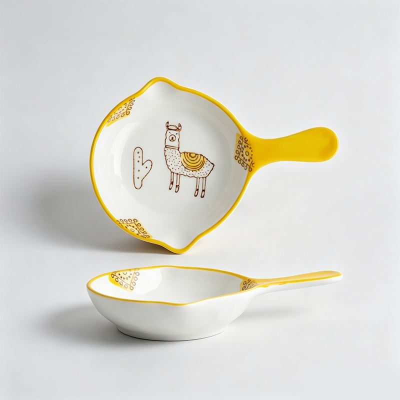 Lovely Cartoon Hand-painted Handle Ceramic Side Dish