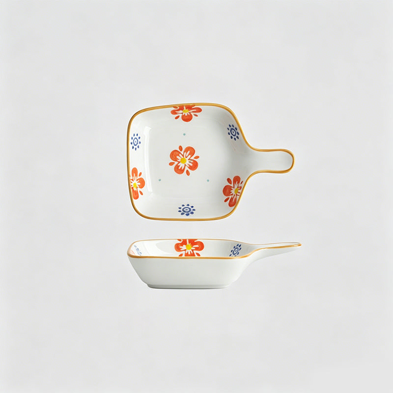 Lovely Cartoon Hand-painted Handle Ceramic Side Dish