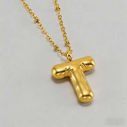 3D Bubble Letter Initial Neckl - Shopdayla Wholesale - #4658
