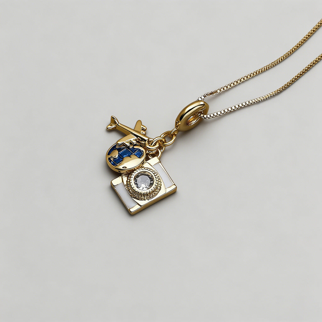 Whimsical Travel Charm Pendant Necklace