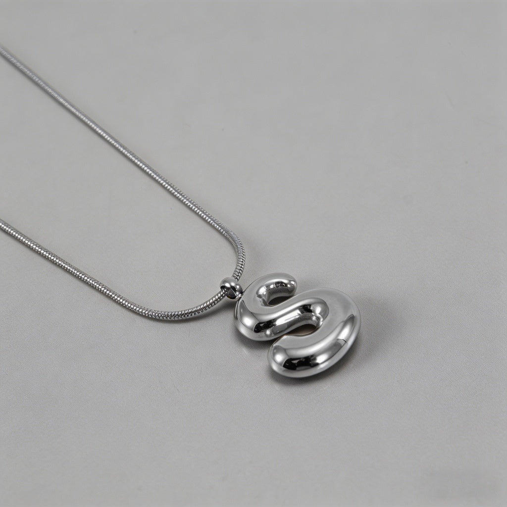 3D Bubble Letter Initial Neckl - Shopdayla Wholesale - #4658