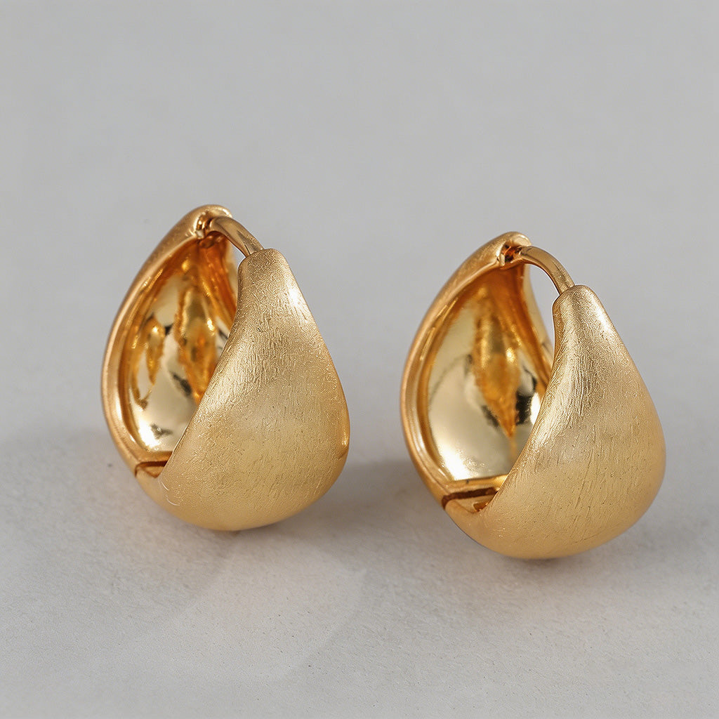 Brushed Dome Hoop Earrings - Shopdayla Wholesale - #3906