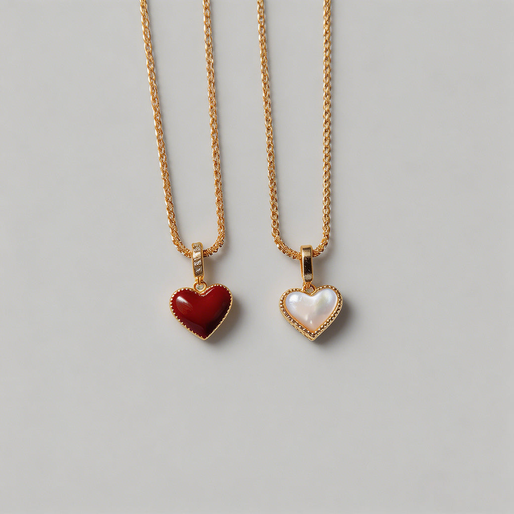 Reversible Heart Pendant Neckl - Shopdayla Wholesale - #3282
