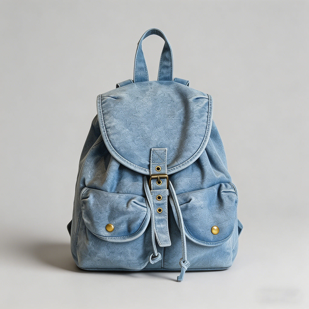 Washed Denim Drawstring Backpa - Shopdayla Wholesale - #9842
