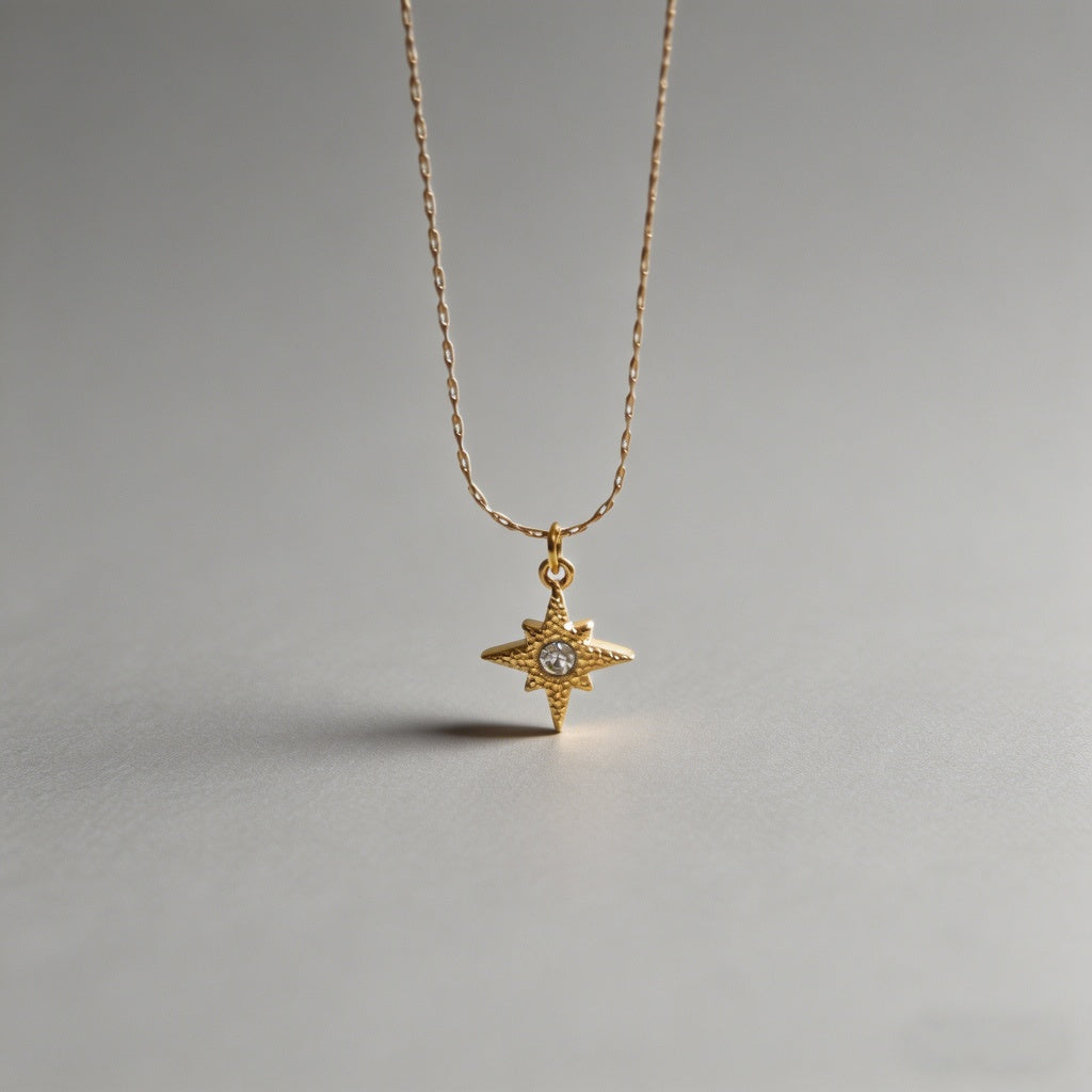 Textured North Star Pendant Ne - Shopdayla Wholesale - #9666