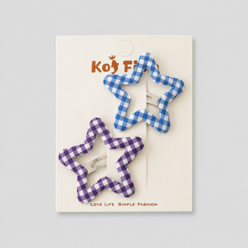 Fresh Plaid Star BB Clip - Shopdayla Wholesale - #4962