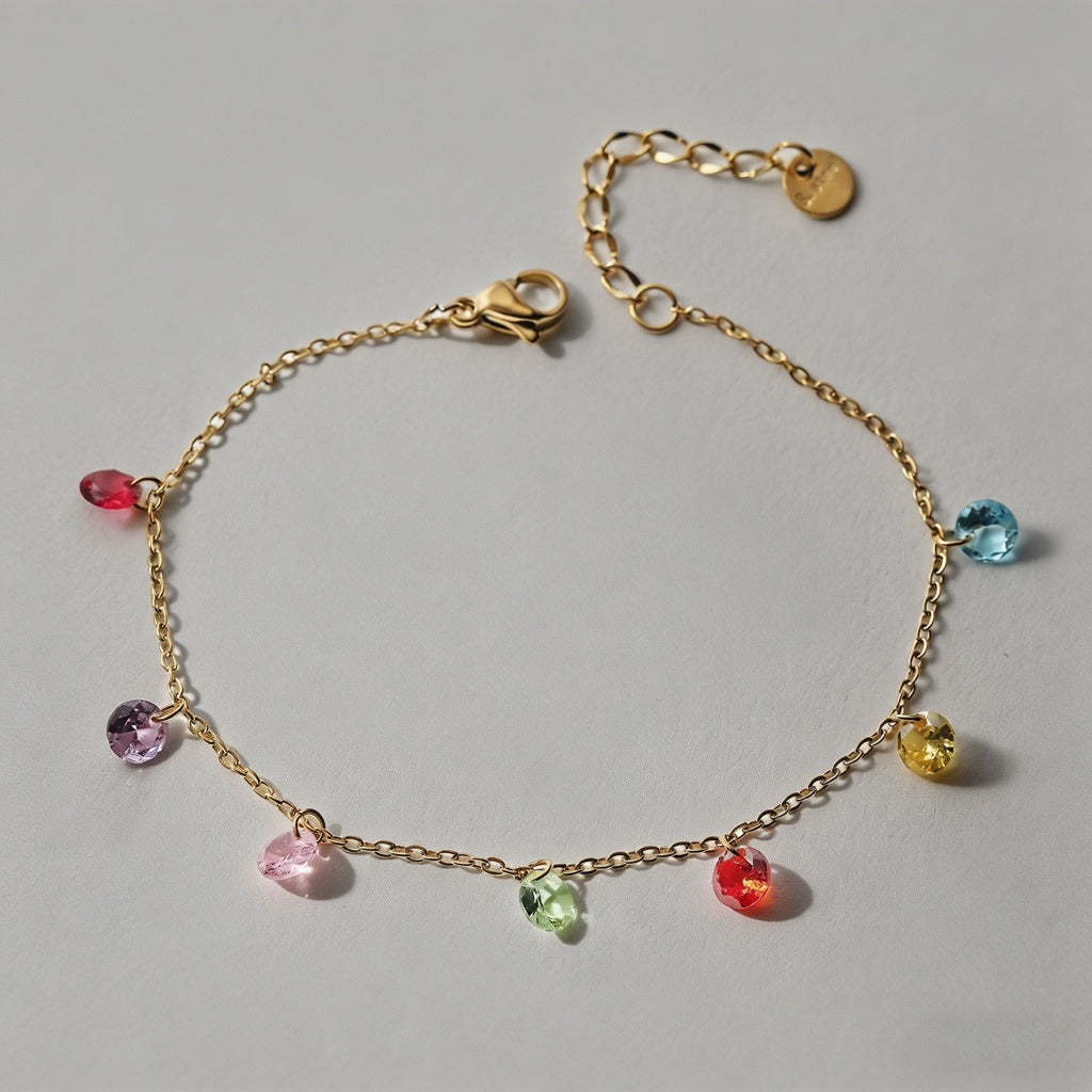 Colorful Zircon Stainless Stee - Shopdayla Wholesale - #2578