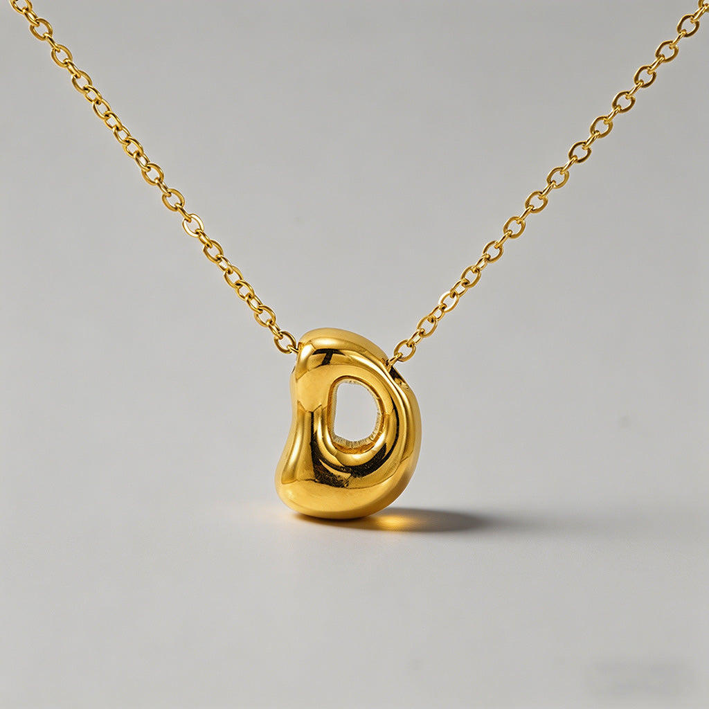 3D Bubble Letter Initial Necklace
