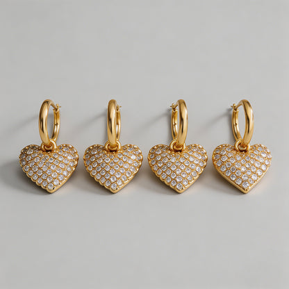 Pave CZ Heart Huggie Hoop Earr - Shopdayla Wholesale - #8450