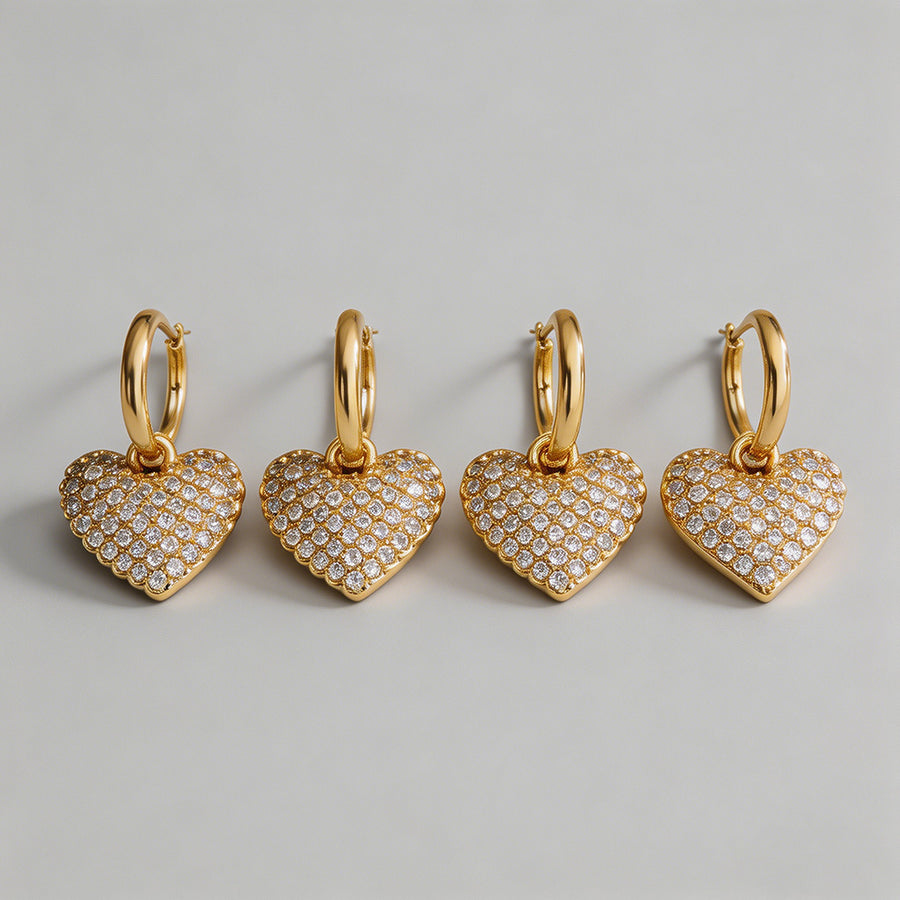 Pave CZ Heart Huggie Hoop Earr - Shopdayla Wholesale - #8450