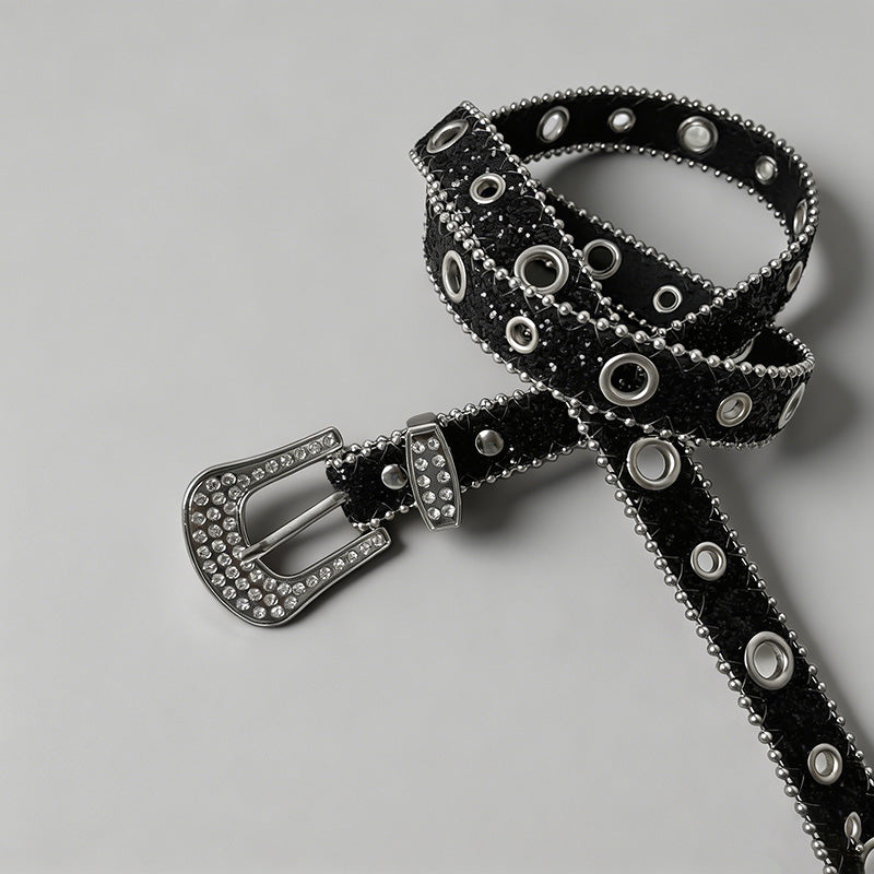 Rhinestone Glitter PU Belt - Shopdayla Wholesale - #3874