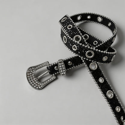 Rhinestone Glitter PU Belt - Shopdayla Wholesale - #3874