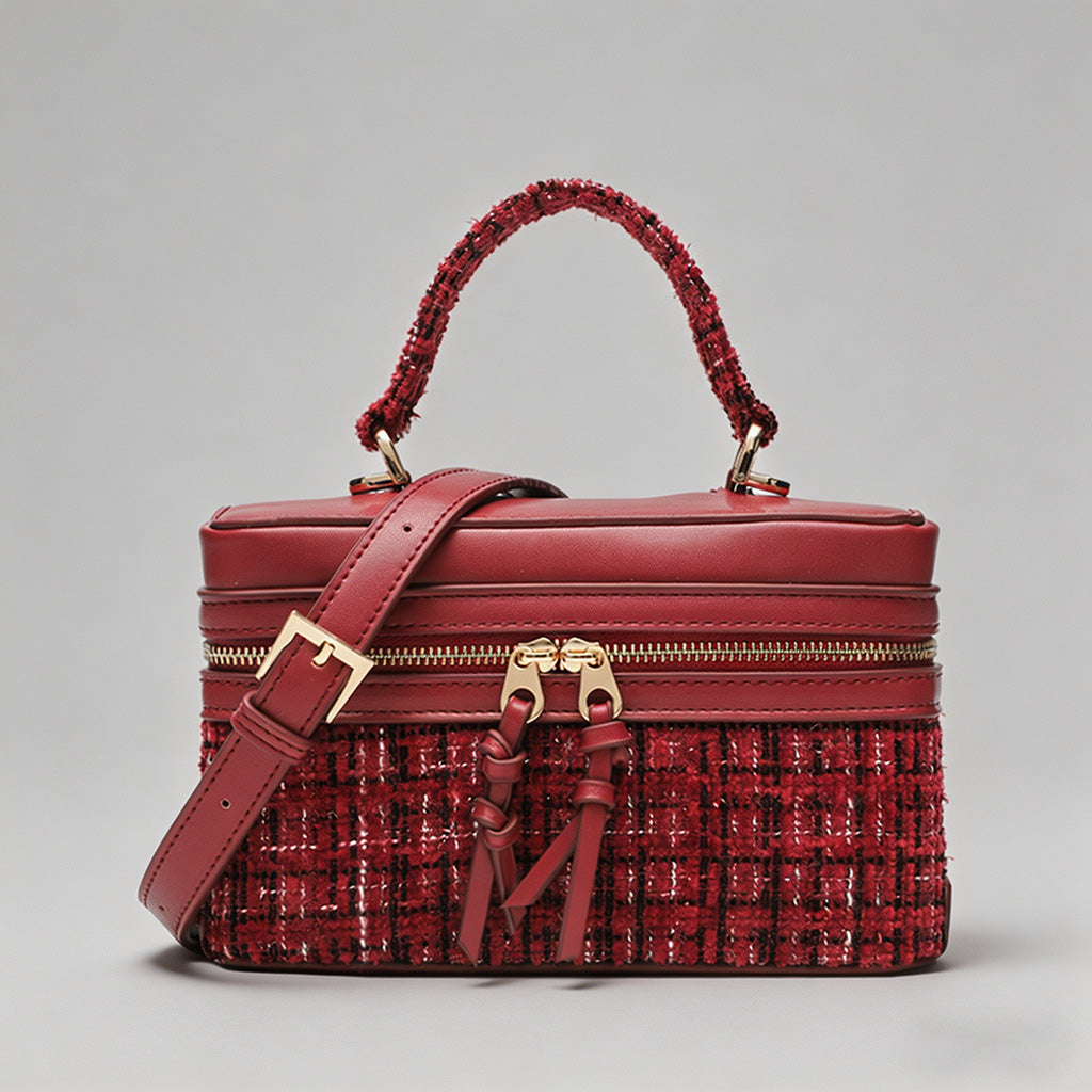 Tweed Boxy Handle  Bag - Shopdayla Wholesale - #9314