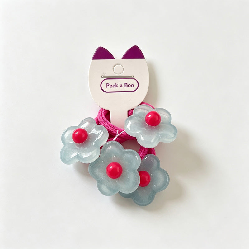 Matte Floral Accent Elastic Hair Ties
