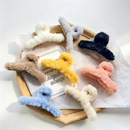 Fuzzy Bow Claw Clip