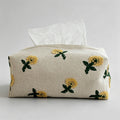 Embroidered Dandelion Linen Tissue Storage Box