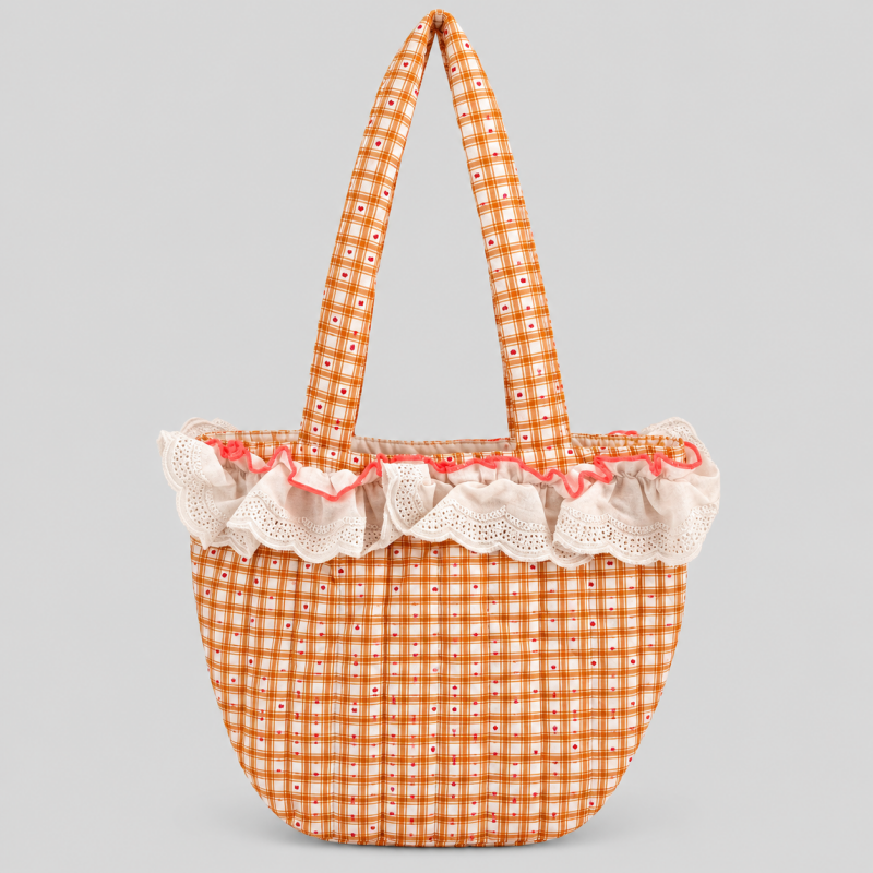 Lace Quilted Floral Handle Bag