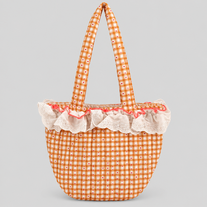 Lace Quilted Floral Handle Bag