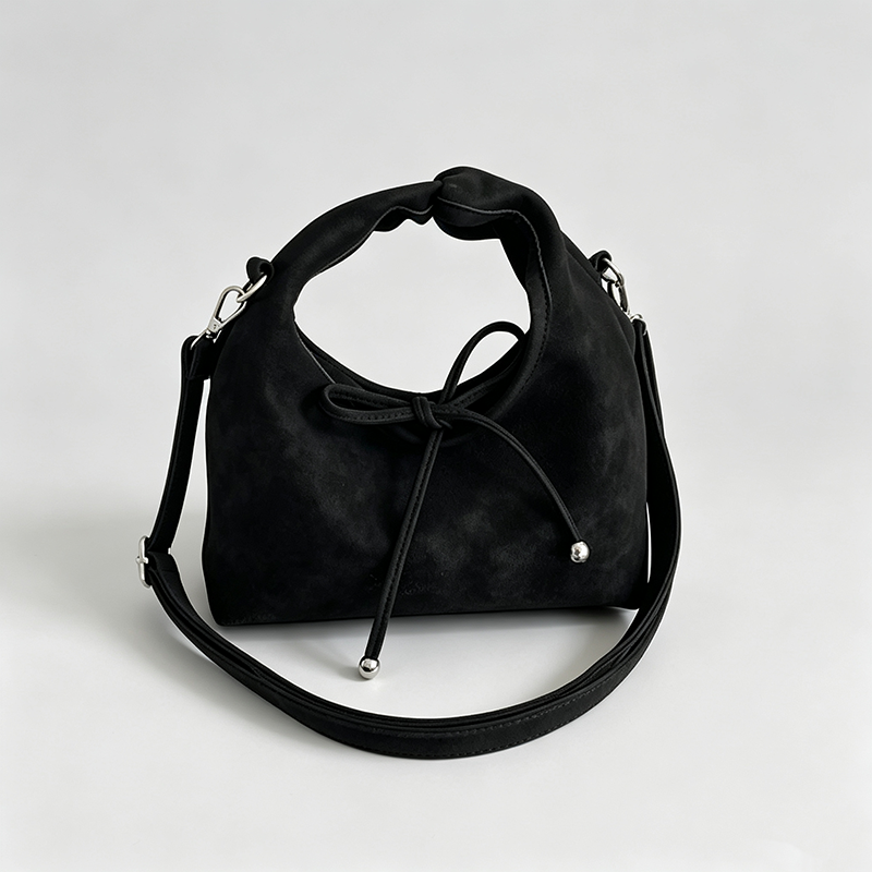 Faux Suede Bow Shoulder Bag