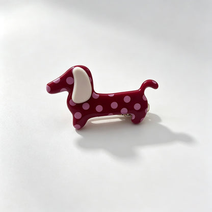 Dachshund Polka Dot Acetate Hair Clip